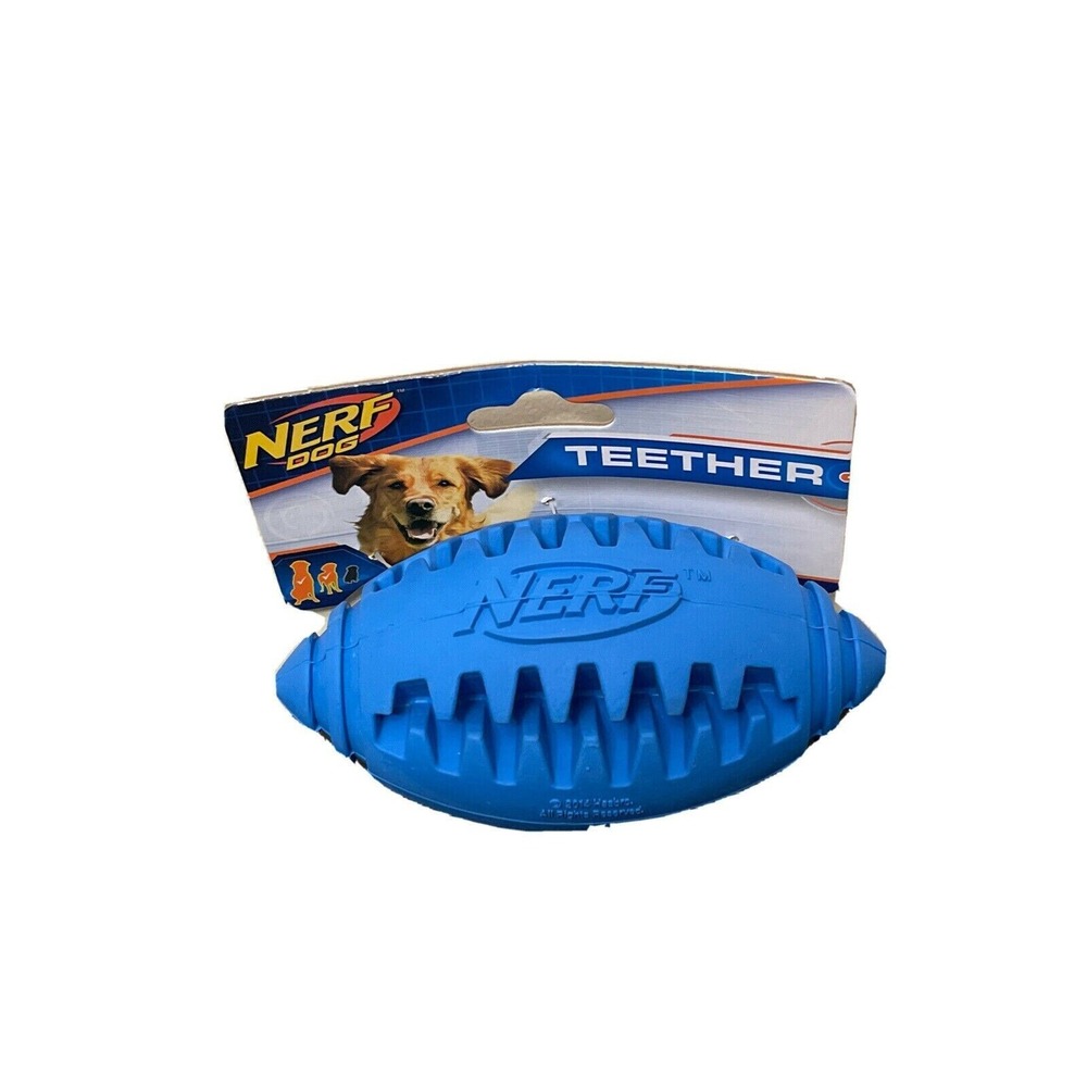 Nerf Dog Teether 1532 Blue Durable Rubber Heavy Duty Toy Medium Large
